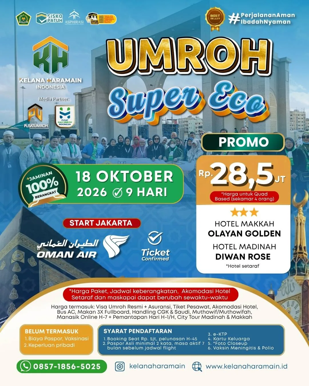 Umroh Super Promo 18 Oktober 2026 9 Hari via Oman Air