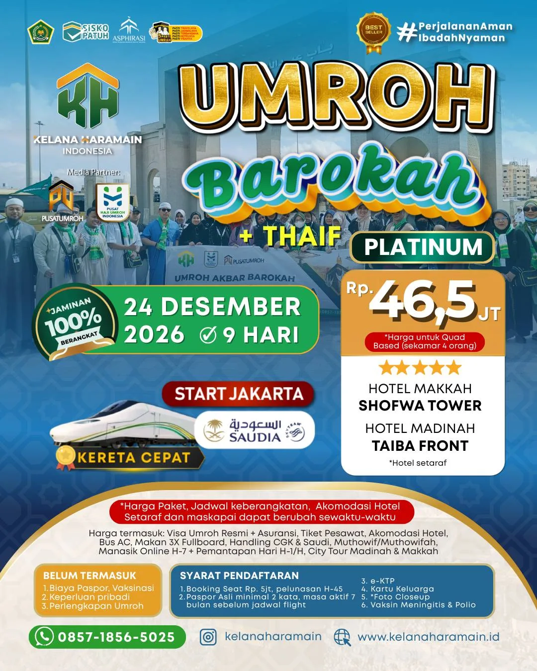 Umroh Platinum 24 Desember 2026 via Saudi Airlines