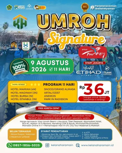 Umroh Plus Turki 9 Agustus 2026 11 Hari via Etihad