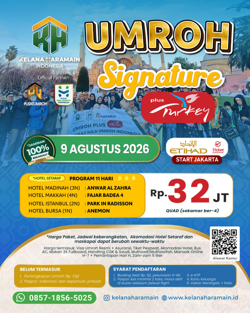 Umroh Plus Turki 9 Agustus 2026