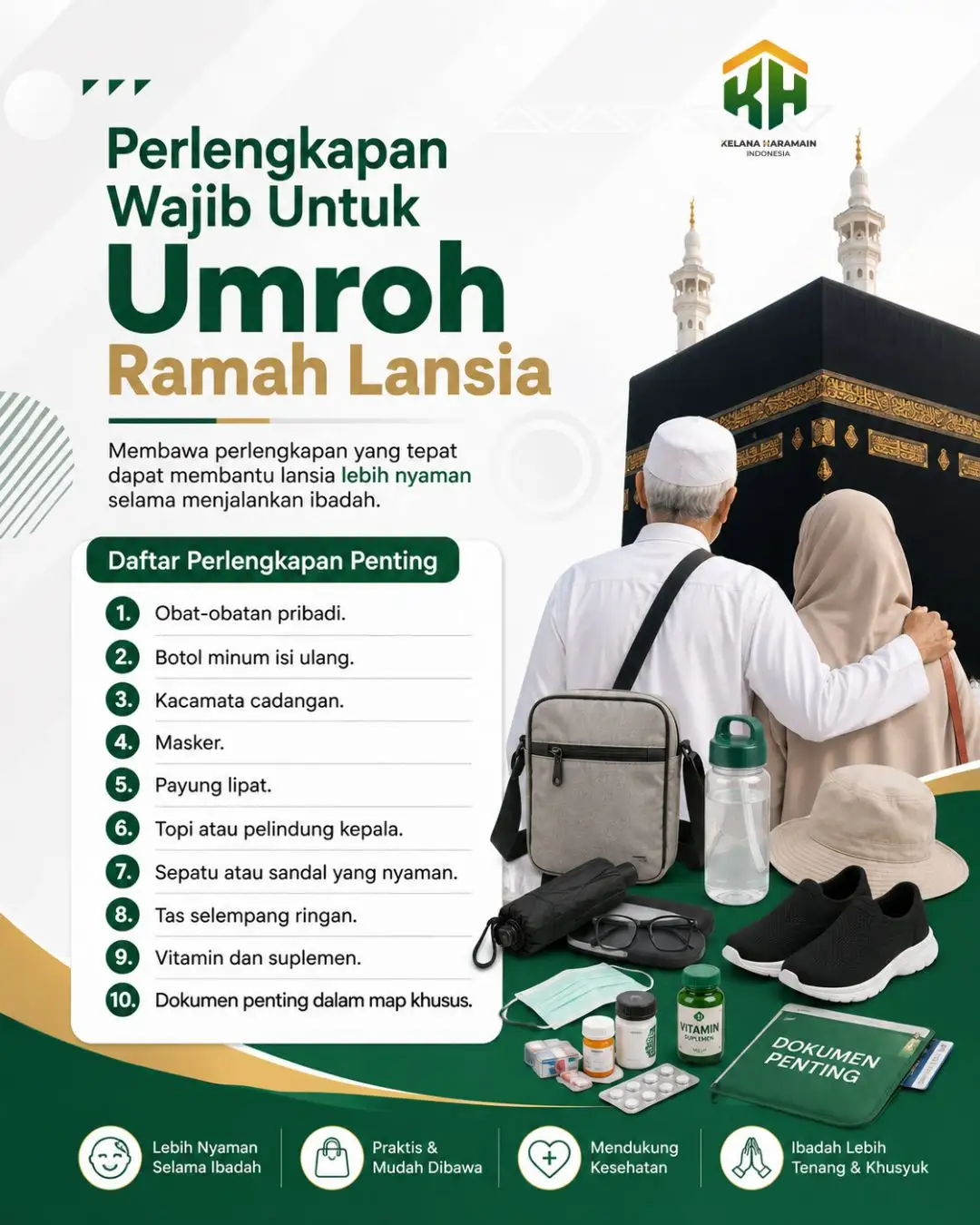 Daftar Perlengkapan Umroh Ramah lansia
